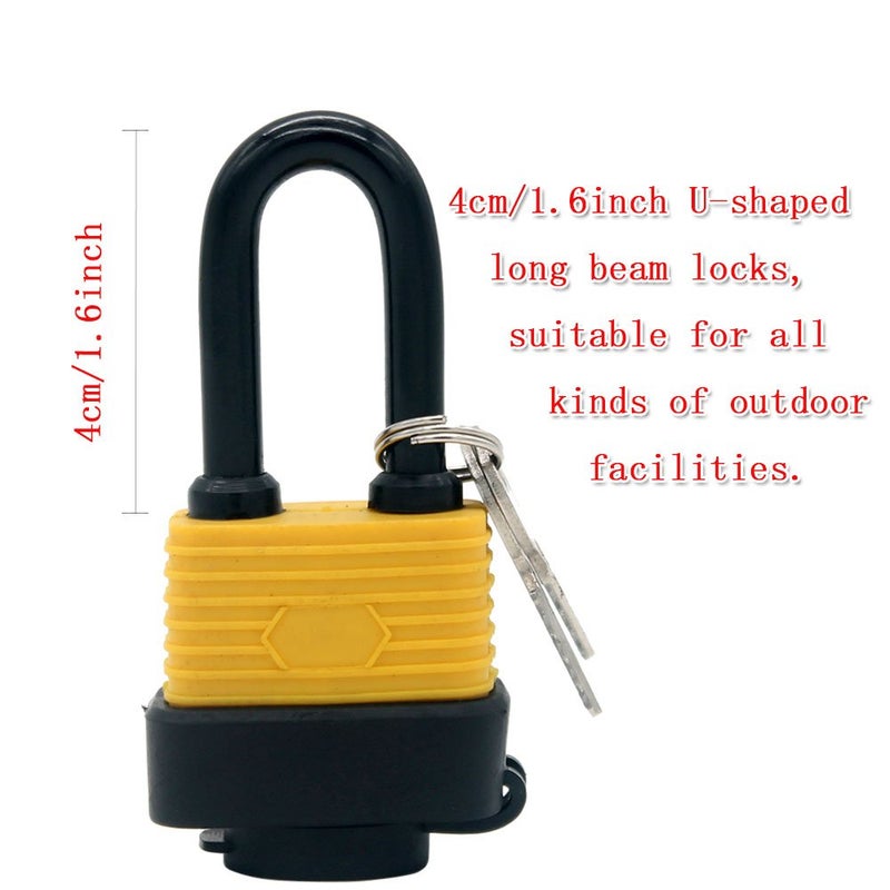 Yuehua Set of 4 Keyed Alike Waterproof Padlock, Wide Body - Weather Resistant Outdoor Padlock, 8 Keys Included ï¼ˆSend 1 Small Password Lockï¼‰ (Long Beam) - Image 5